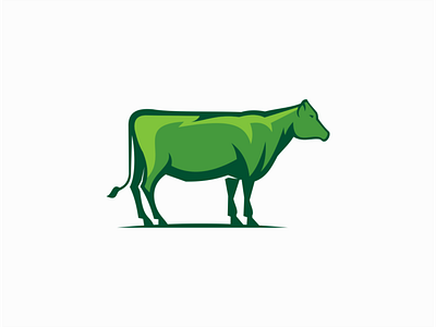Green Cow animals branding cattle cow dairy design emblem farm graphic green icon identity illustration logo mark premium professional sale symbol vector
