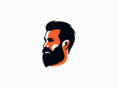 Bearded Man barber beard branding clean design face graphic identity illustration logo man mark orange portrait premium sale symbol vector