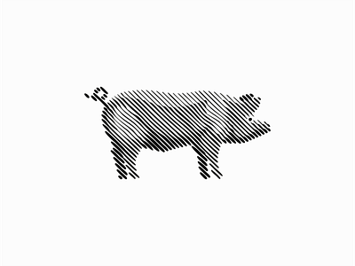 Pig animals branding design emblem farm geometric identity illustration line line art logo mark modern original pig pork scratchboard symbol unique vector
