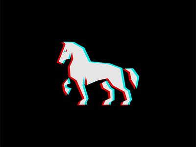 Anaglyph 3D Geometric Horse Logo