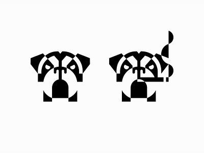 Bulldog and Bulldog with Cigar animal animals branding bulldog cigar design dog emblem english bulldog geometric identity illustration logo manly mark negative space premium smoke symbol vector