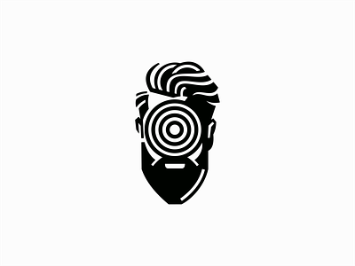 Hypnotized Man Logo barber beard branding design emblem face geometric hypnosis hypnotize icon identity illustration logo mark modern negative space portrait sale symbol vector