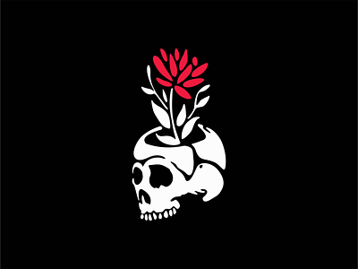 Skull With Flower Logo branding design emblem flower horror icon identity illustration logo mark modern premium skeleton skull symbol tattoo vector