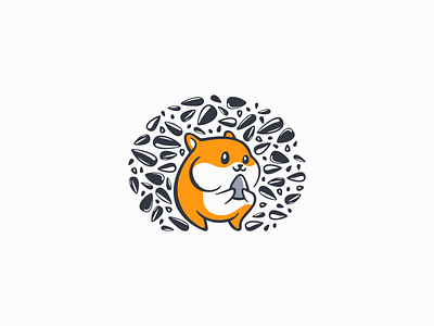 Happy Hamster Logo animal branding cartoon cute design hamster hungry icon identity illustration logo mark mascot modern pet premium seeds symbol vector