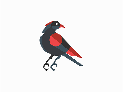 Geometric Raven Logo animal bird branding crow design emblem geometric gray icon identity illustration logo mark modern raven red symbol vector wings
