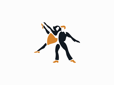 Dancing Couple Logo branding couple dance dancing design happy icon identity illustration logo man mark movement organic people skirt sport symbol vector woman