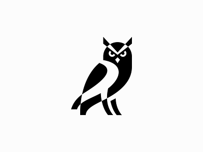 Negative Space Owl Logo animal athena bird branding design education emblem geometric icon identity illustration logo mark modern negative space optometry owl symbol vector wisdom