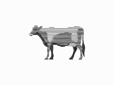 Scratchboard Cow Logo animal branding cattle cow dairy design farm geometric identity illustration line lines logo mark milk scratchboard symbol vector
