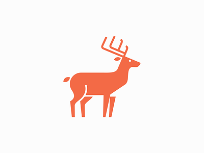 Geometric Deer Logo animal branding buck deer design doe geometric icon identity illustration logo mark modern nature orange symbol vector white tail wild zoo