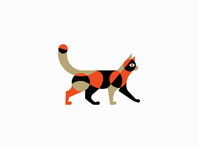 Geometric Cat Logo branding cat design feline geometric grimalkin icon identity illustration kitty logo mark modern orange pet premium purr symbol vector vet