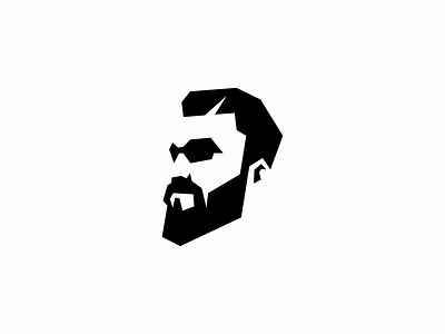 Geometric Bearded Man Logo barber beard branding design face geometric icon identity illustration logo male man manly mark minimalist modern portrait symbol vector warrior