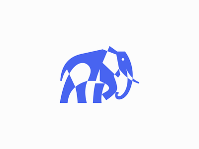 Geometric Elephant Logo abstract animal balance blue branding design elephant geometric icon identity illustration logo mark modern nature negative space premium strenght symbol vector