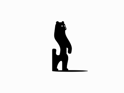 Standing Bear Logo animal bear black branding cute design flat grizzly identity illustration logo mark mascot negative space playful premium simple symbol vector zoo