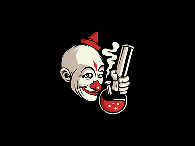 Clown bizarre bong cannabis clown identity logo smoke vintage
