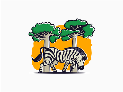 Zebra animal baobab illustration tree wild zebra
