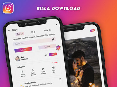 Instore Story Saver, Story, Video Downloader graphic design ui ux