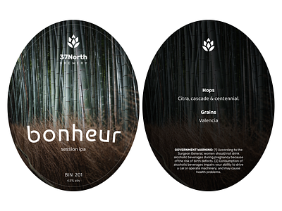 bonheur session ipa label beer food label logo