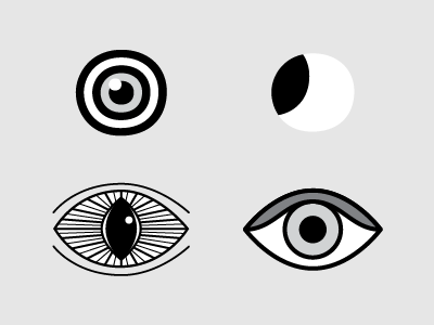 Styl-eyes-ed black and white exploration eye grayscale icon illustration jensenwarner