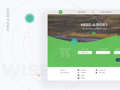 Wisemile carpooling landing page ridesharing search