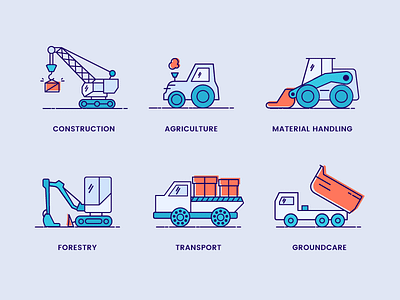 Icon set for heavy industry machines