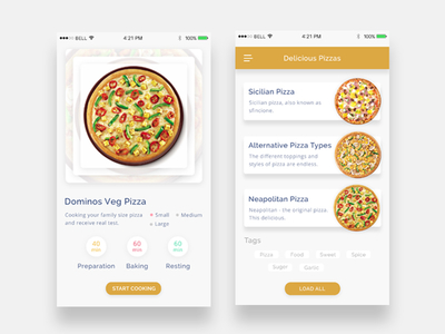 Pizza App Ui app free ios mobile pizza rondesign ui