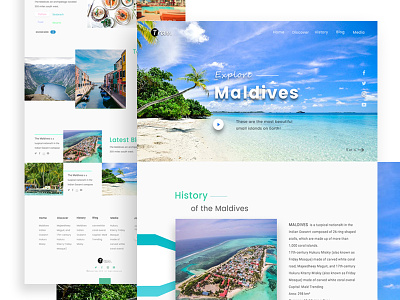 Explore Maldives agency branding clean design destination maldives template the travel traveling ui web