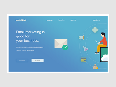 Conceptual Web UI - Email Marketing website #Exploration email gradient growing ix landing leads marketing page solution subscription ui