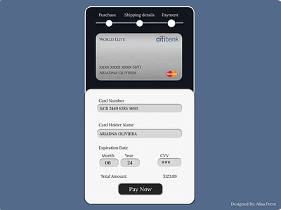 Credit Card Checkout Page app design ui web