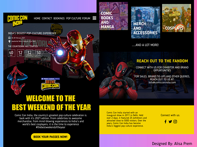Landing Page - Comic Con India app design ui web