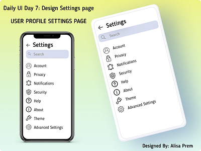 Settings Page UI app design icon minimal ui