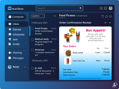 Email Receipt UI app dailyui dailyuichallenge delivery status design email email design email marketing email receipt email template figma foodie icon minimal ui web