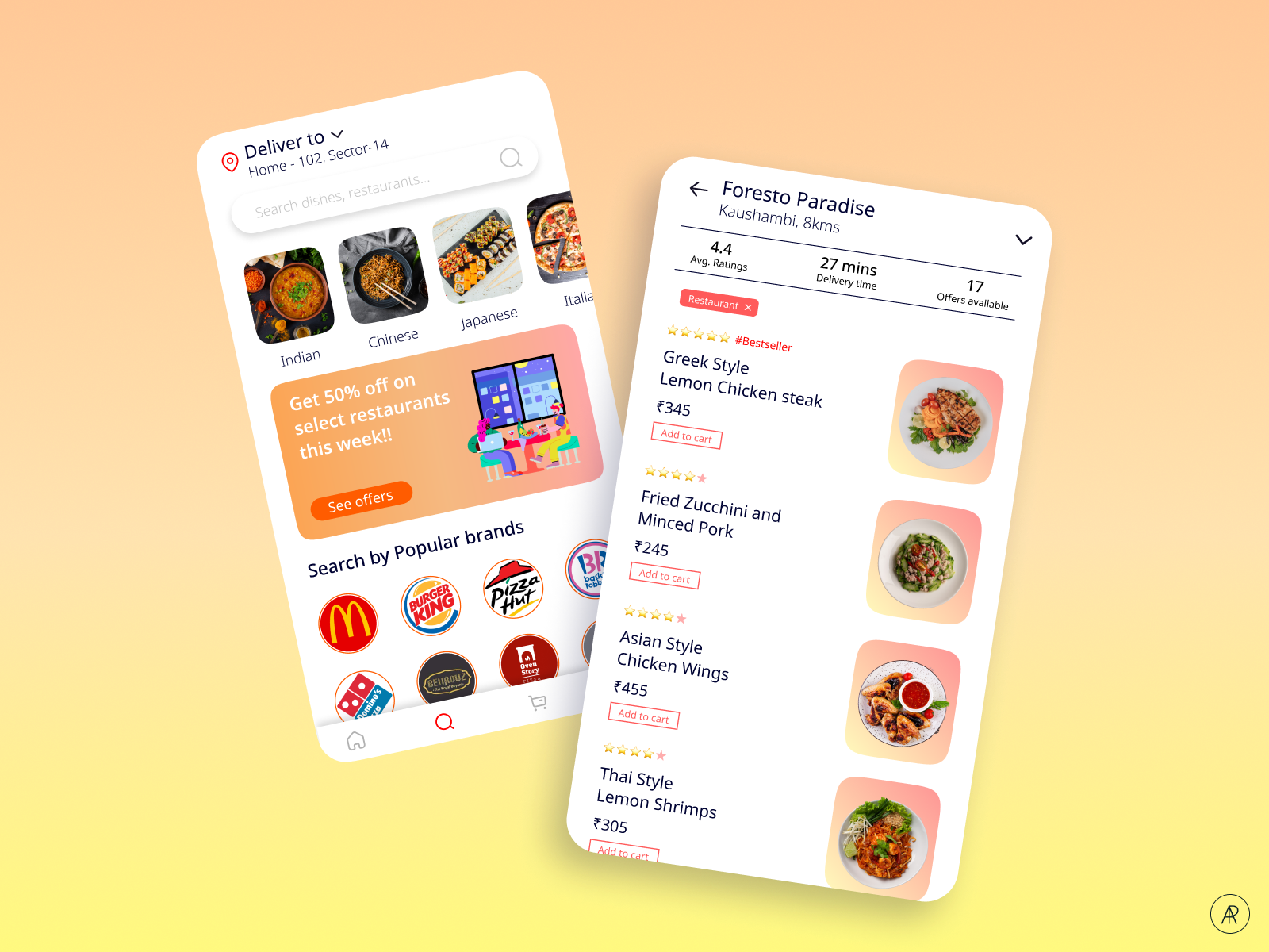 Food Menu - Online Food Delivery App by Alisa Prem on Dribbble