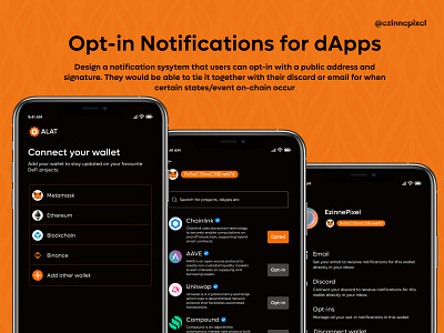 Opt-in Notifications for dApps blockchain crypto dapps design notification ui ui design visual design