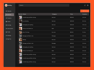 Salon Management Dashboard (DarkMode)