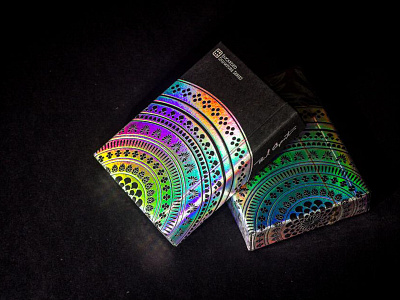 Zenith Playing Cards circular diecut foil holographic packaging playing cards poker spade