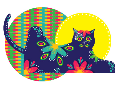 Cat animal cat color cultural flower mexico pattern