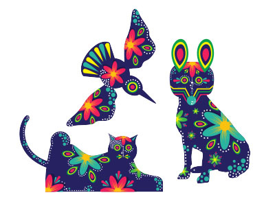 My Pets bird cat design dog dots flower illustration mexico pattern pet pets