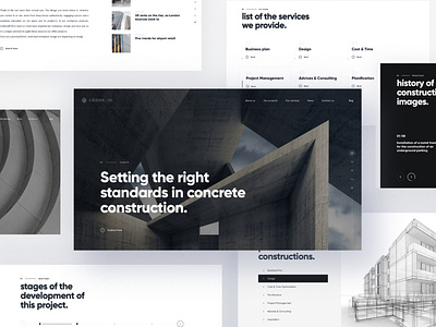 Website for a construction company clean dark design homepage landing minimal ui web webdesign