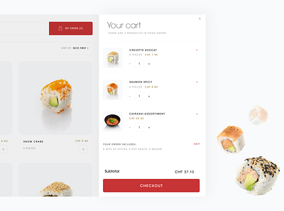 Shopping cart checkout clean order products shops store sushi ui