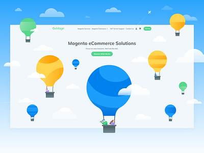 GoMage Hero Illustration balloons design ecommerce green homepage illustration ui ux web website