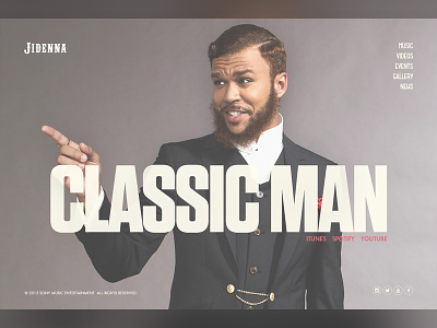 Classic Man landing page music vintage web design website wip