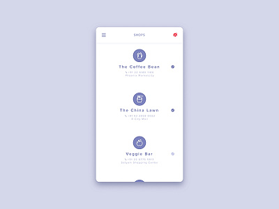 Shops List app bright design flat gui ios iphone ui ux