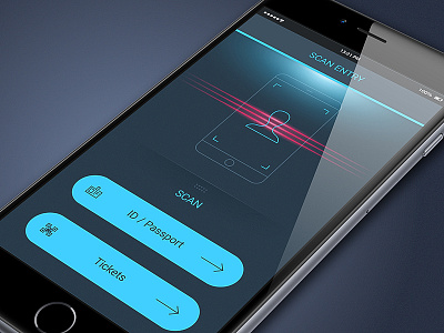 Scan entry app black blue dark design flat gui ios iphone ui ux