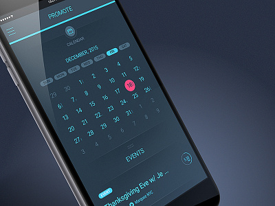 VKA app black blue calendar dark design flat gui ios iphone ui ux