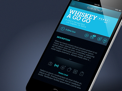 VKA app black blue club dark design flat gui ios iphone ui ux