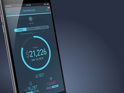 VKA app black blue dark dashboard design flat gui ios iphone ui ux