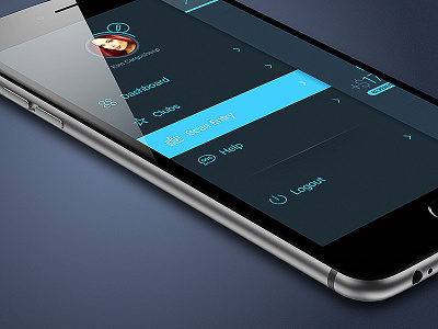 VK app black blue dark design flat gui ios iphone menu ui ux