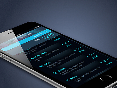 VKA app blue dark design flat gui ios iphone order ui ux wine