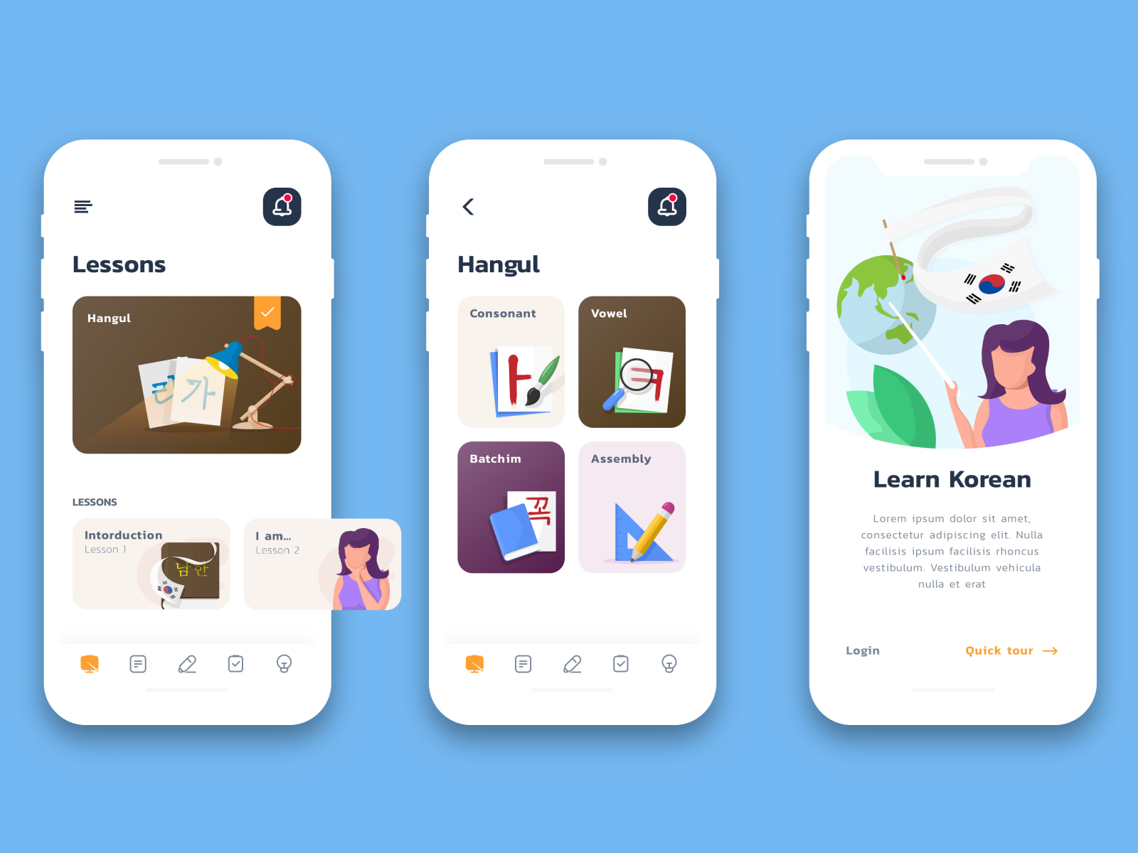 Learn Korean App by TheVectorminator on Dribbble
