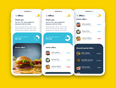 On To Eat bright delivery flat food ios mobile offer order restaurant ui white